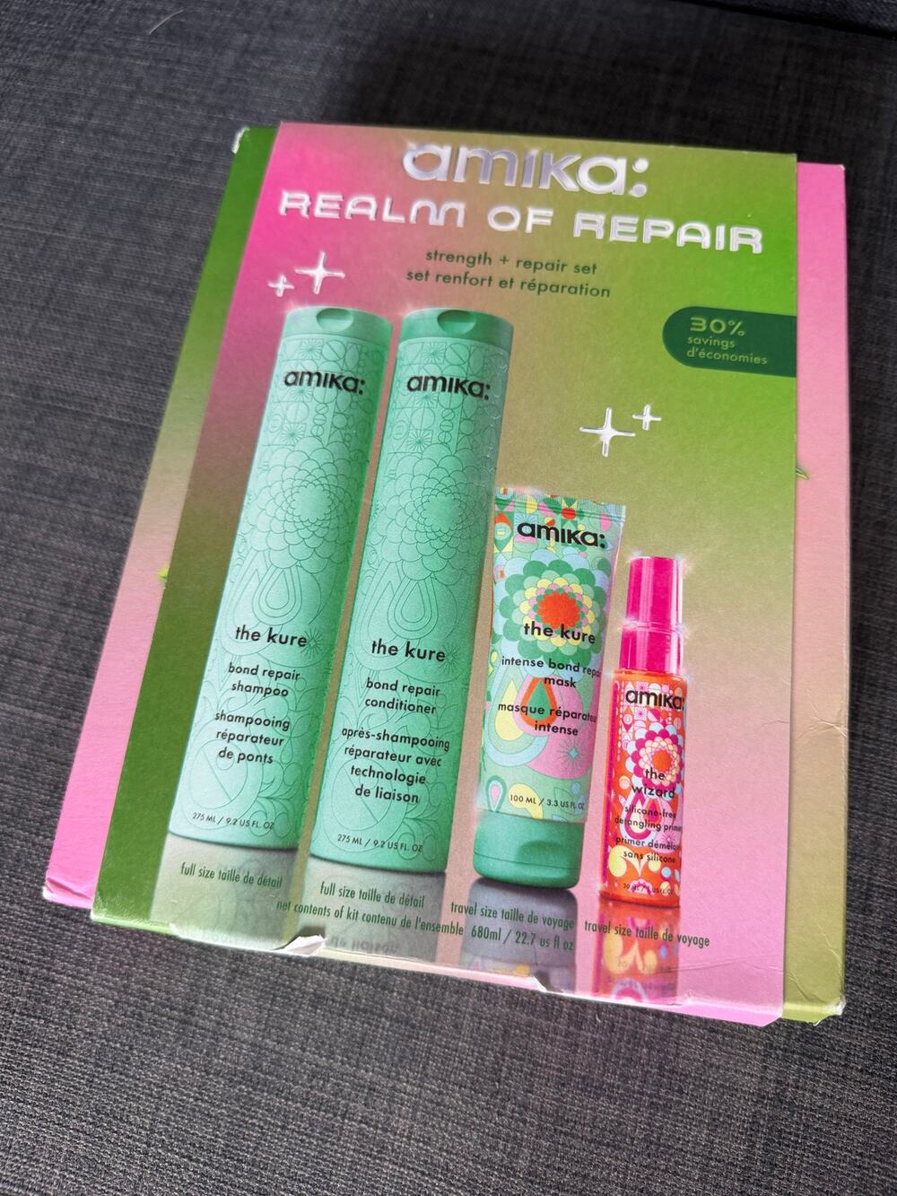 New amika Realm of Repair The Kure Bond Repair Hair Set Shampoo Conditioner